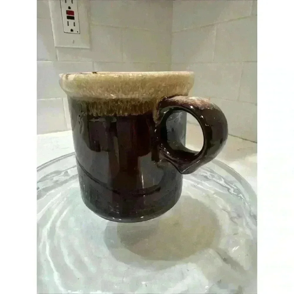 Vintage McCoy USA Brown Drip Glaze Coffee Mug Cup